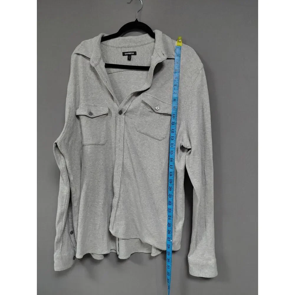 XPRESS Cotton Blend Knit Long Sleeve Collared Button-Up Size L